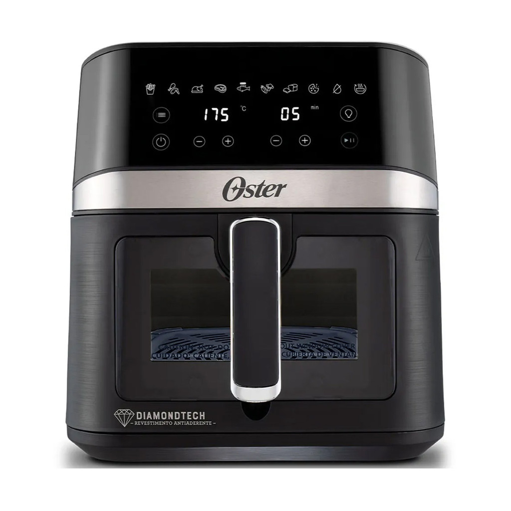 Fritadeira Elétrica Air Fryer Oster DiamondTech CKSTAF60WDDF Visor Transparente 6 Litros 220v Painel Touch Luz Interna