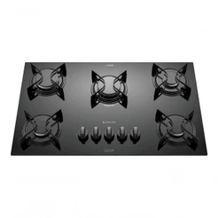 Cooktop 5 Bocas Preto Com Mesa De Vidro Atlas U Top Bivolt