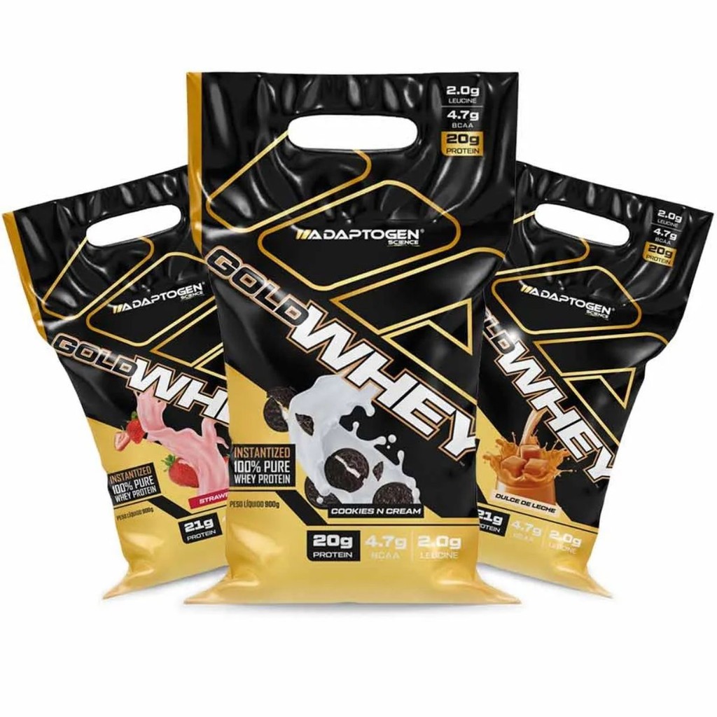 Whey Protein Concentrado Proteína Gold Whey Refil 900g Adaptogen
