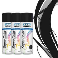 Kit 3 tintas spray preto fosco de uso geral 350 ml - TekBond