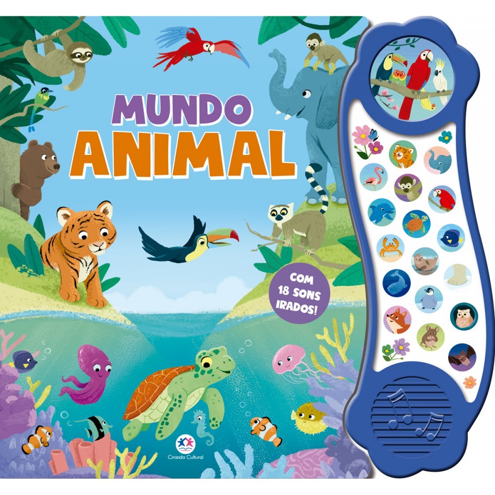 Livro Sonoro Mundo Animal com Sons Irados em Oferta na Shopee