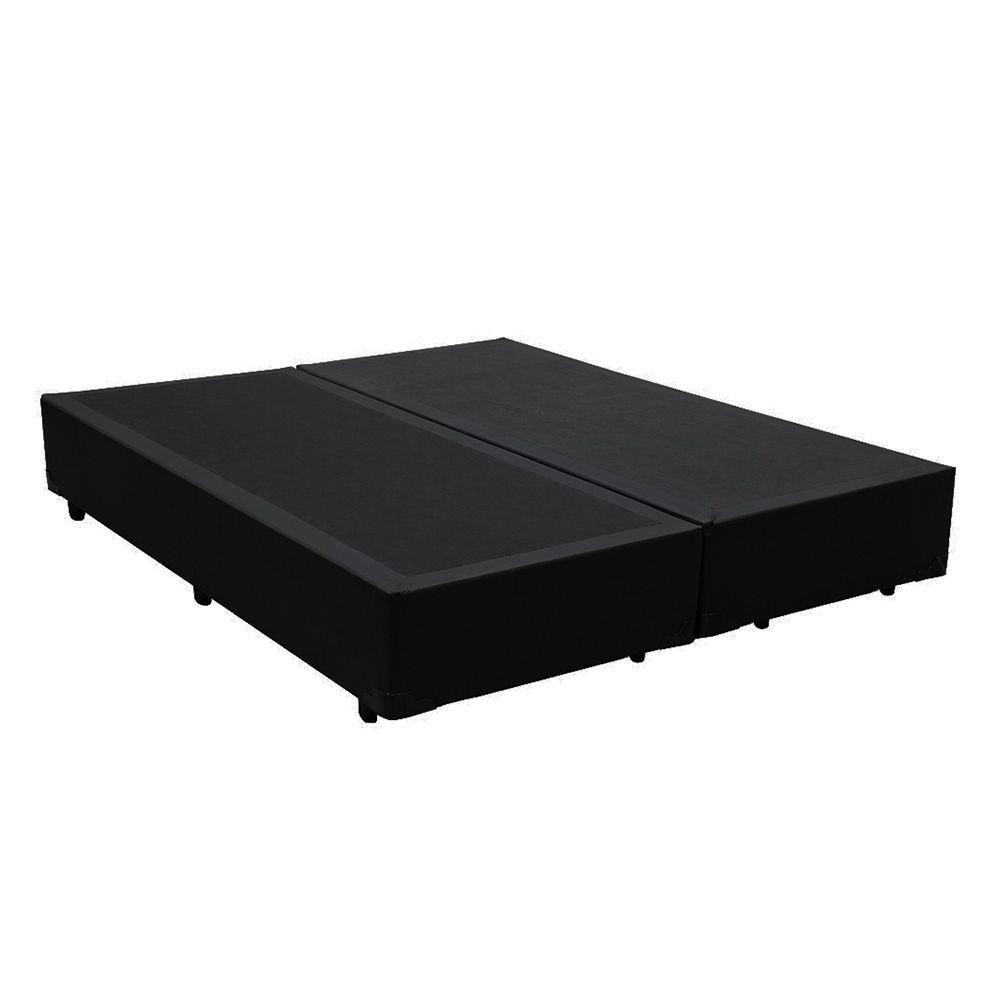 Base Box Blindado Queen Bipartido Homequeen Sintético Preto 40x158x198