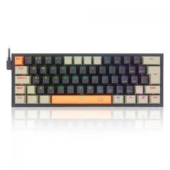 Teclado Mecânico Gamer Redragon Fizz, RGB, Switch Brown, ABNT 2, Laranja/Preto/Cinza