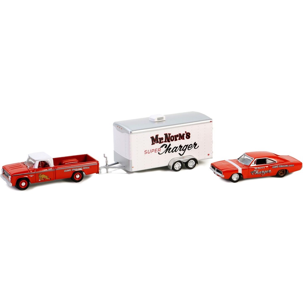 Miniatura - 1:64 - 1966 Dodge D 100 And 1969 Dodge Charger - Racing Hitch & Tow 5 - Greenlight 31170