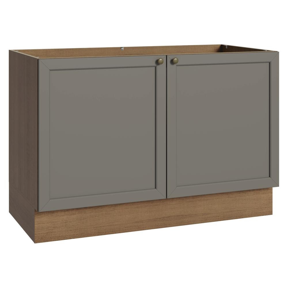 Balcão Gabinete de Pia 120 cm (Sem Tampo) Rustic/Cinza Vik Madesa