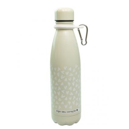 GARRAFA TÉRMICA UATT RETRÔ 500ML NATURAL SIGA O SEU CORAÇÃO