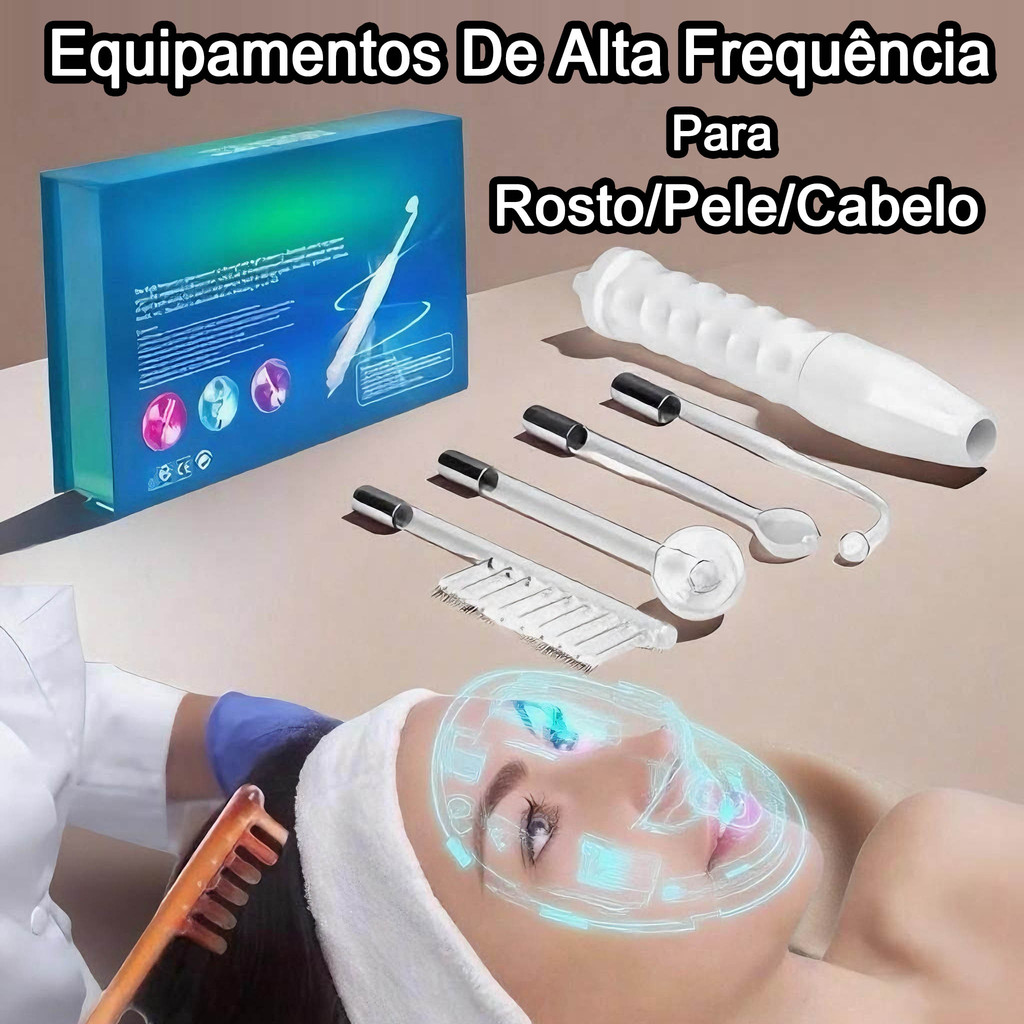 Dispositivo Portátil De Eletroterapia De Alta Frequência Para Tratamento De Limpeza De Pele E Cuidados Com Os Cabelos