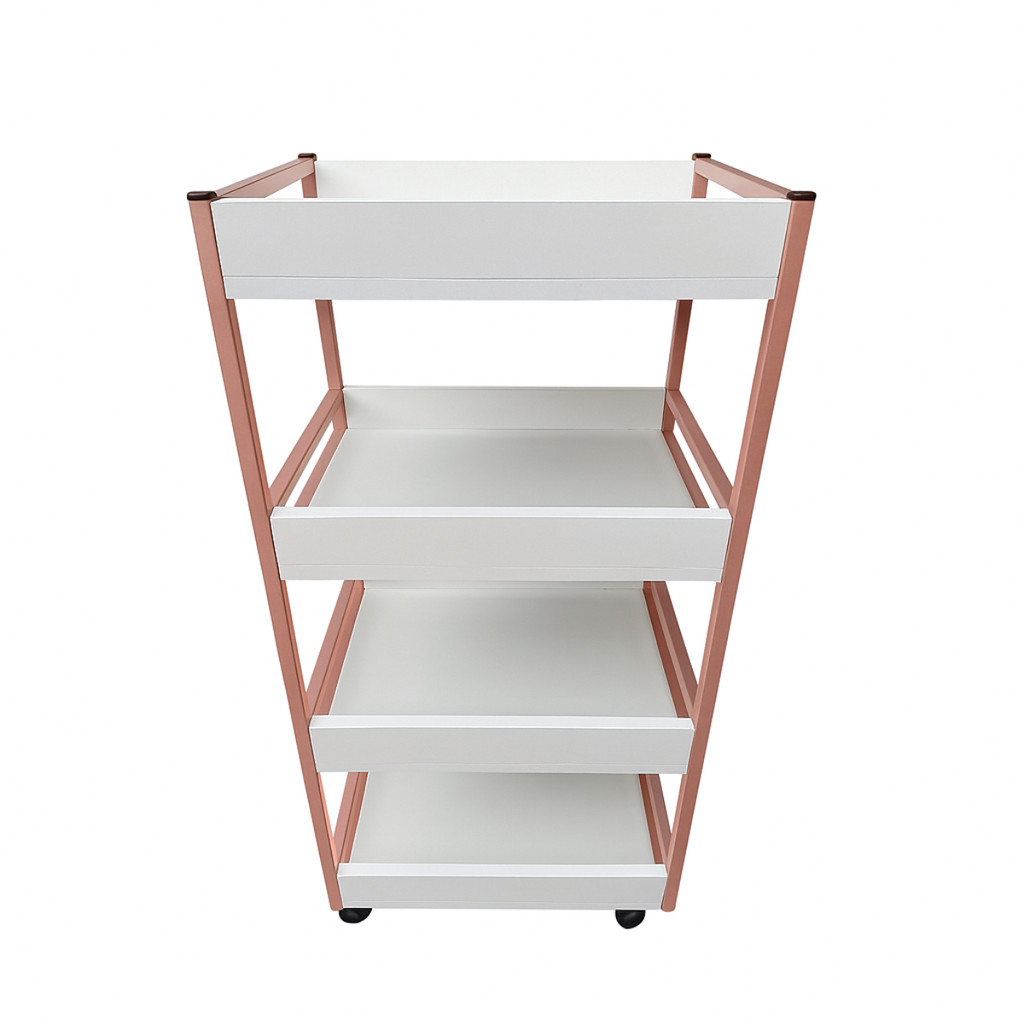 Carrinho De Salão 4 Prateleiras MDF Com Rodízios Portátil Moderno