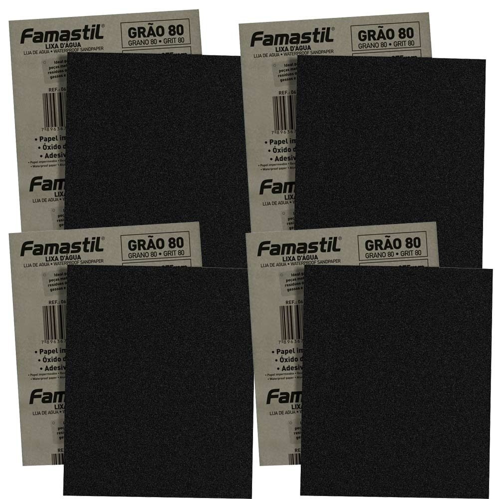 Kit 20 Folhas de lixa D água Gão 80 F51.01 Famastil - Home & Living