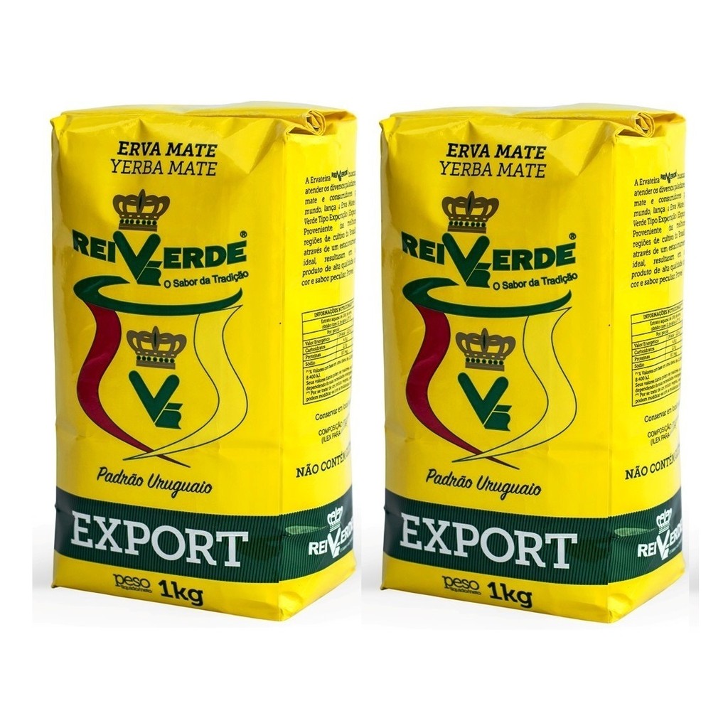 2 Erva Mate Chimarrão REI VERDE EXPORT TRADICIONAL UY 1kg