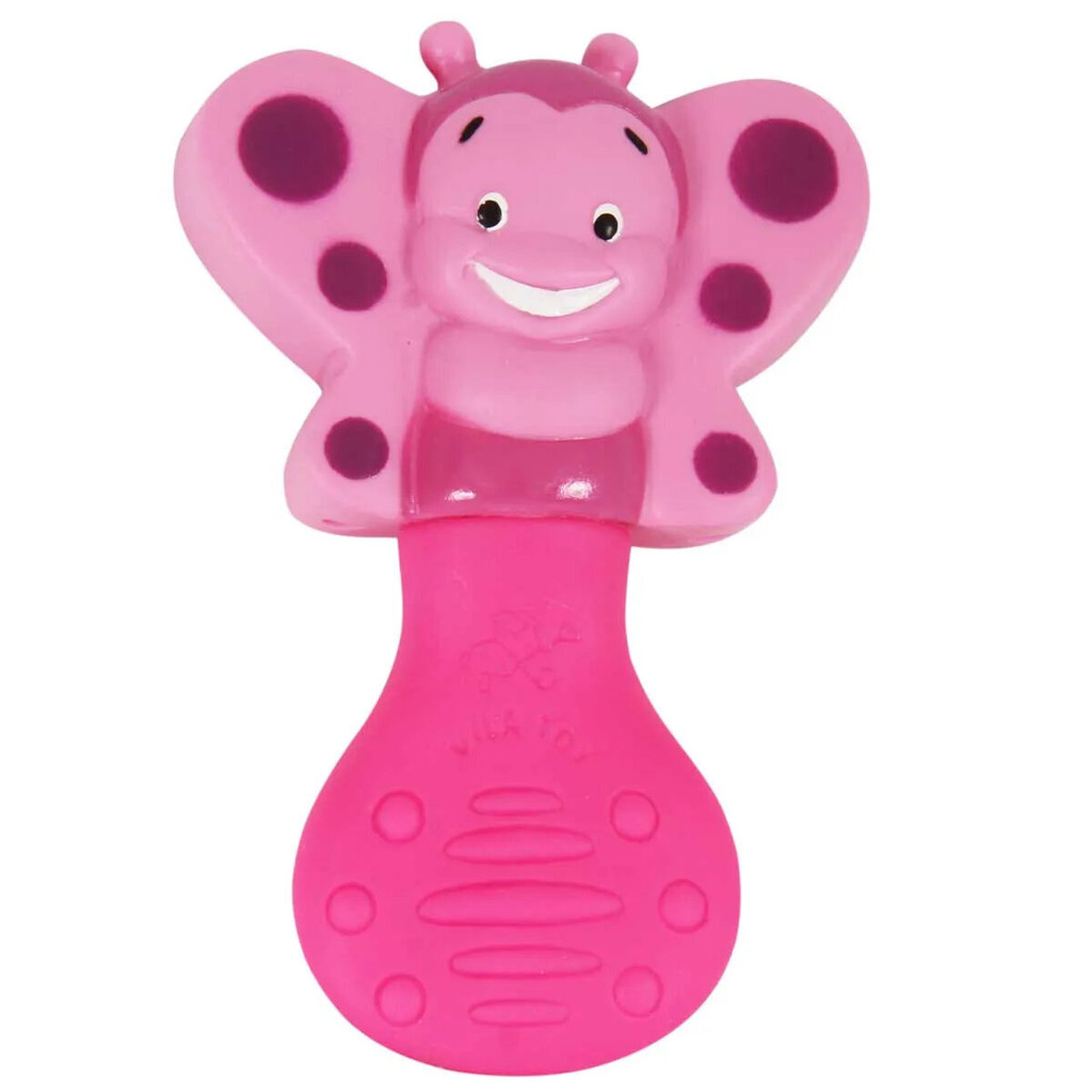 Chocalho Mordedor Vila Toy Com Formato De Borboleta  Rosa em Oferta na Shopee
