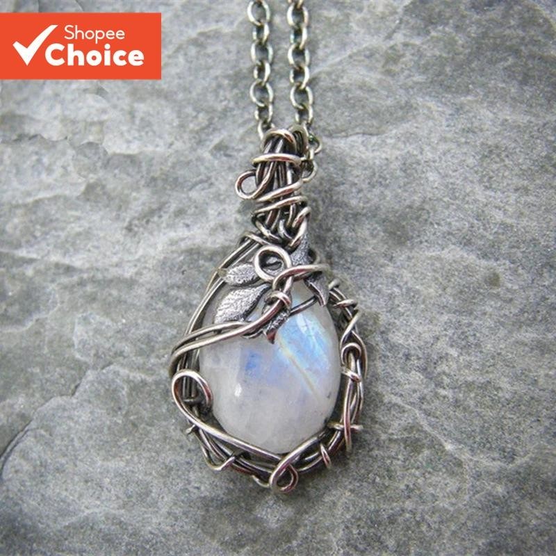 Colar Vintage De Pedra Da Lua Enrolada , Joias Elegantes Para Mulheres E Presentes Perfeitos Meninas