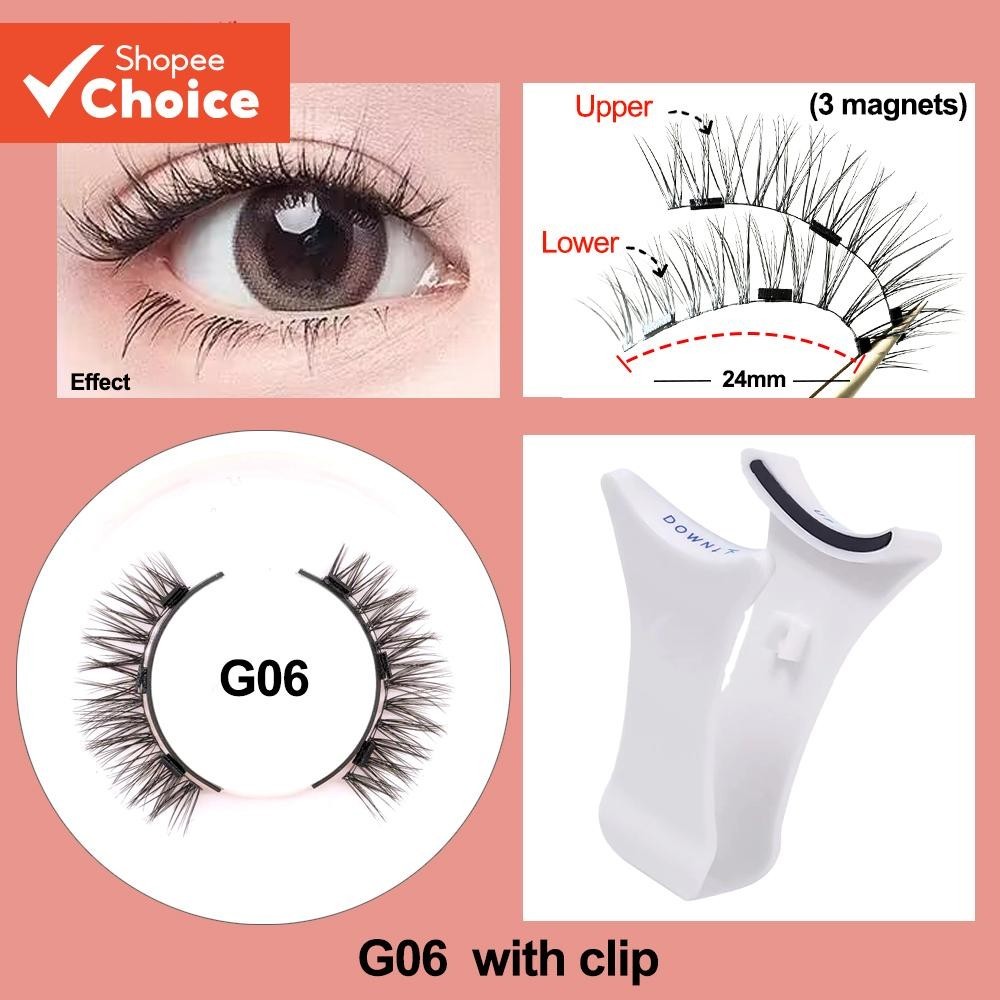 4 Unidades (1 Par) Cílios Postiços Clipe 3D Magnético Reutilizáveis À Prova D