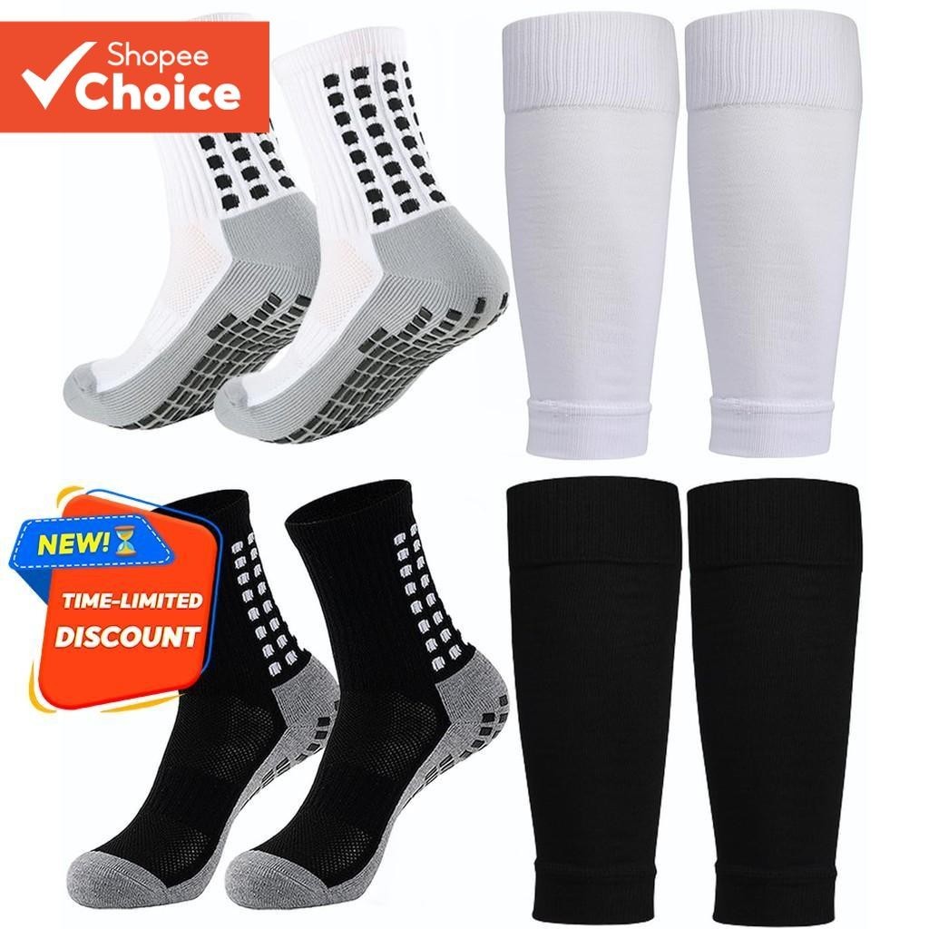 Conjunto De 2 Pares De Meias De Futebol Com Mangas De Compressão E Antiderrapantes | Footie Para Suporte De Panturrilha 