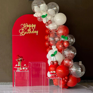 Crianças Cereja Aniversário Balão Arco Kit Guirlanda 100 Dias Festa Transparente Bobo Balões Com Vermelho Banner Conjunt em Oferta na Shopee