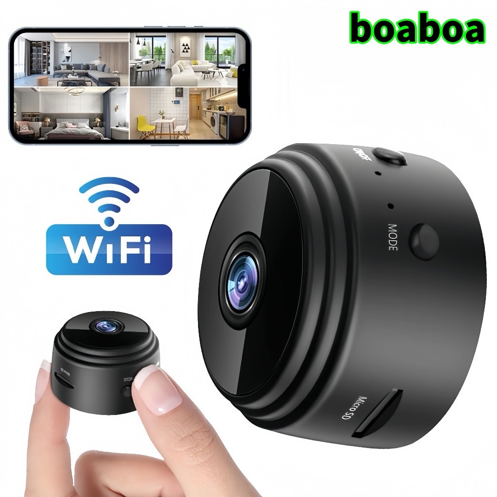 Câmera A9 Mini HD sem fio com Sensor de Presença Wi-Fi  e Suporte para Encaixe  Fixa + Giratória