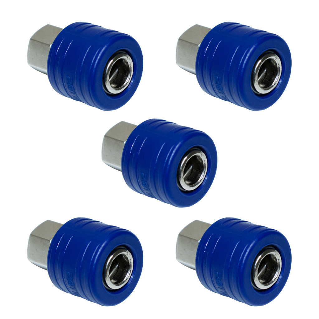 Kit 5 Engate Rápido Reforçado Azul Ar Comprimido 1/4 Femea em Oferta na Shopee