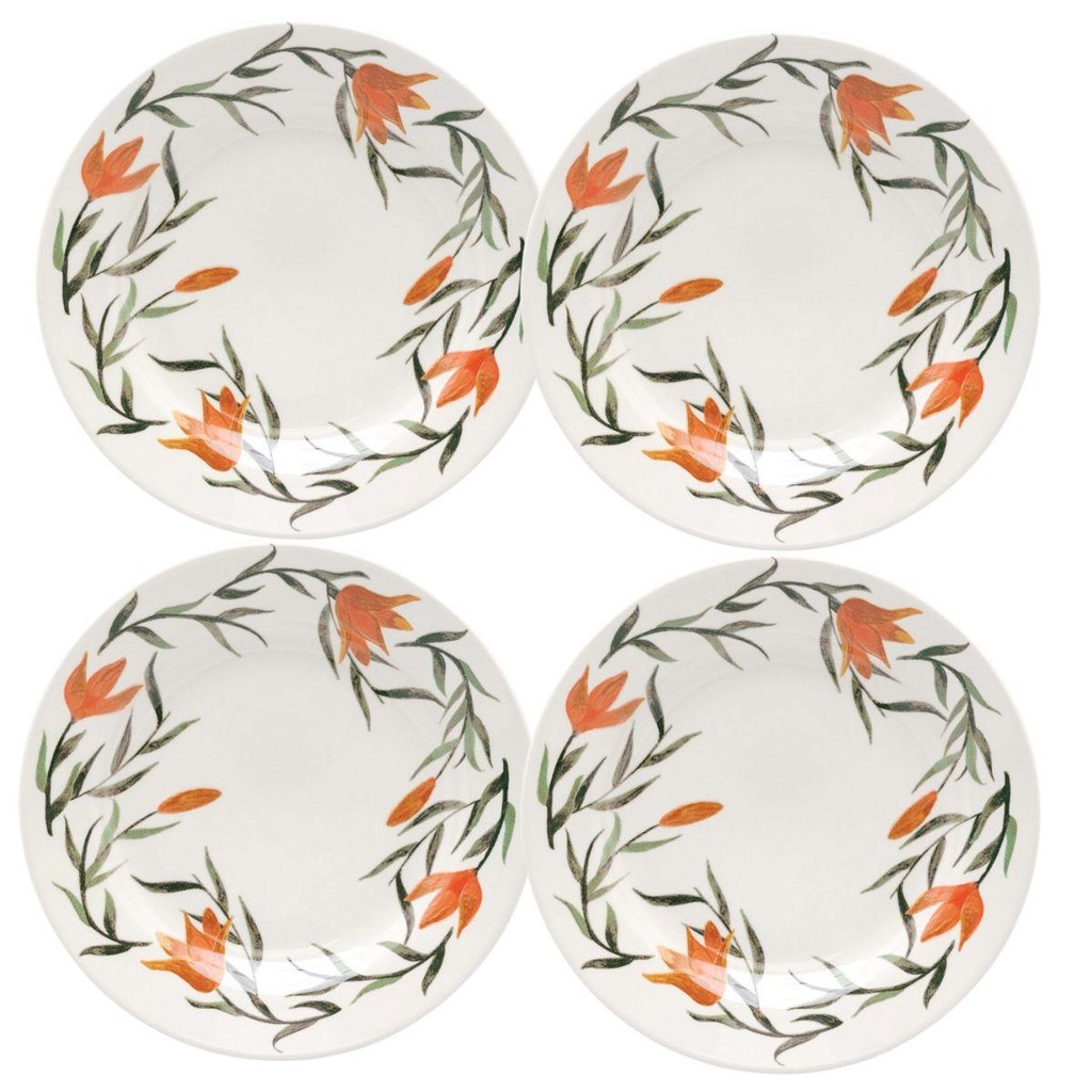 Jogo de 4 Pratos Rasos 24 Cm Donna Lírios em Oferta na Shopee