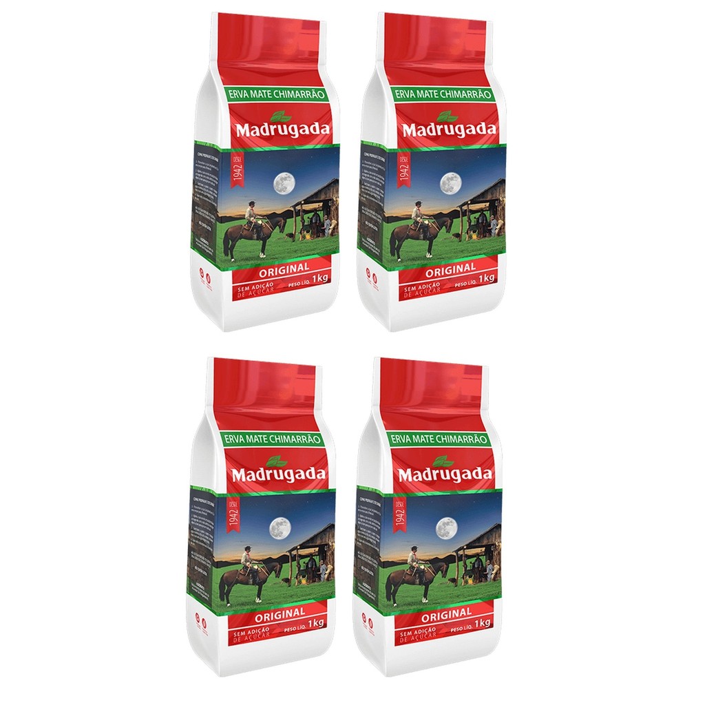 4 Erva mate Chimarrão MADRUGADA ORIGINAL Sem Glúten 1 kg