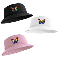 Chapéu Bucket Hat Unissex Barato Estampado Borboleta Colorida