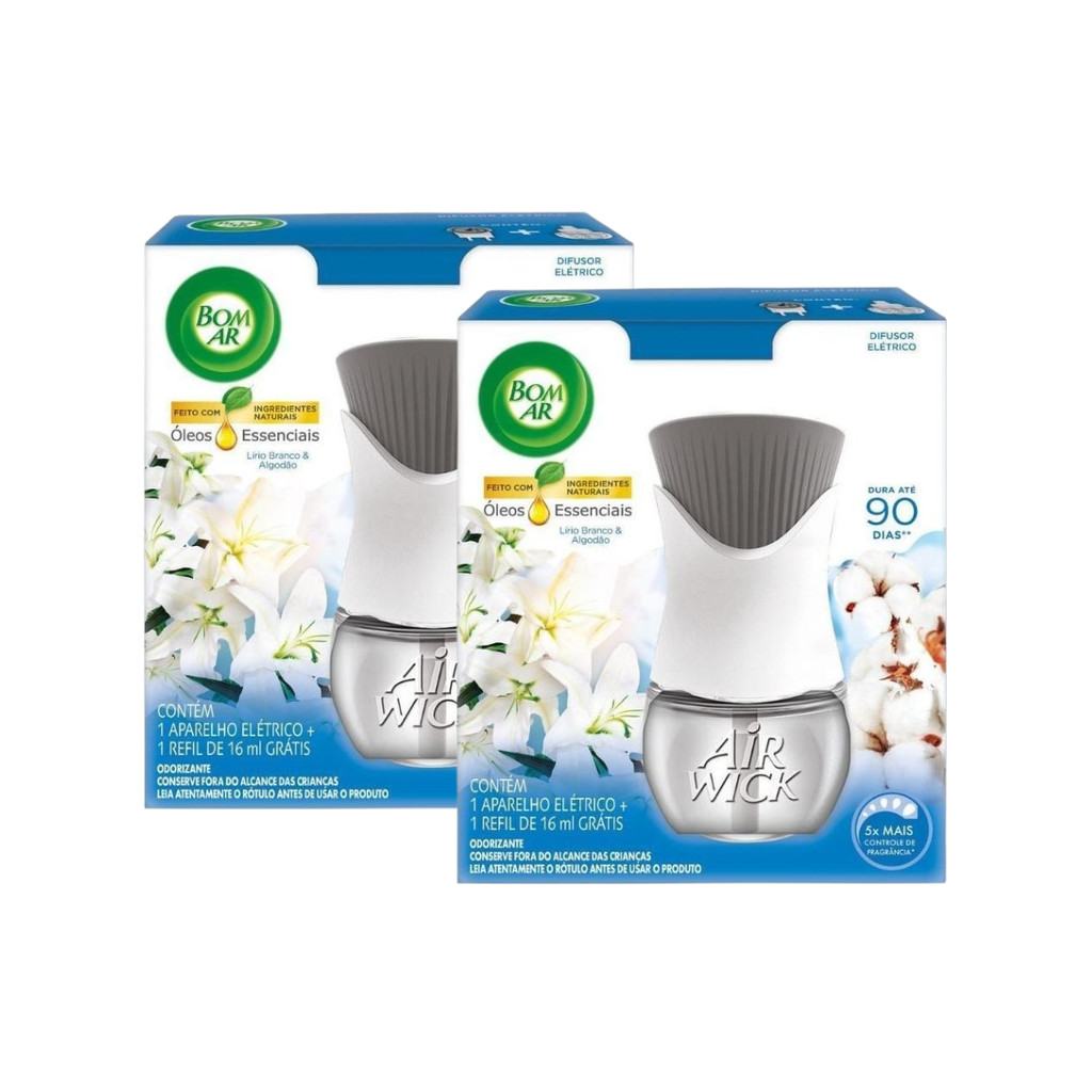 Kit Com 2 Difusores Bom Ar Algodão Aparelho Com Refil 16ml - Home & Living
