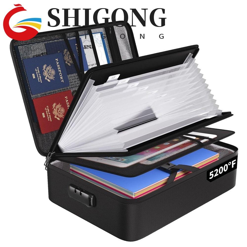 Caixa Organizadora De Arquivos SHIGONG , Bolsa Preta À Prova D'água Para Documentos De Fogo Com Trava , Segura Arquivo D