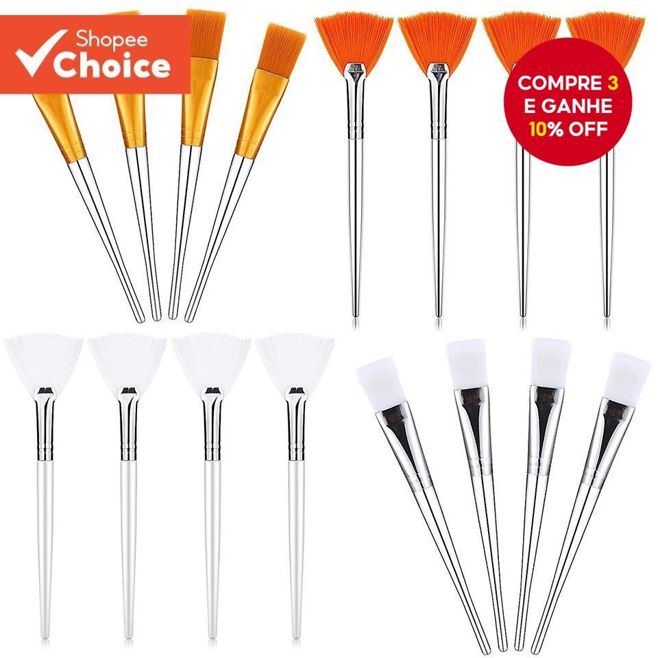 4 Pçs Conjunto De Varas De Esfregaço Haste Longa Em Forma De Leque Diy Máscara Caseira Esc...