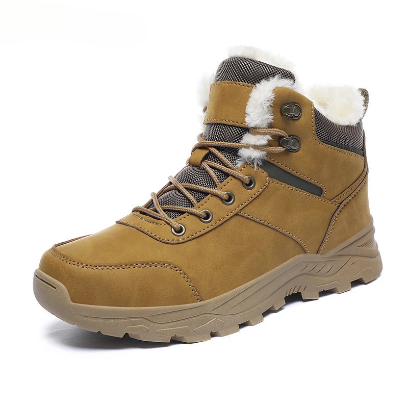 Botas De Neve De Inverno Masculinas Tênis De Couro À Prova D'água Super Quentes Ao Ar Livre Caminhada Trabalho