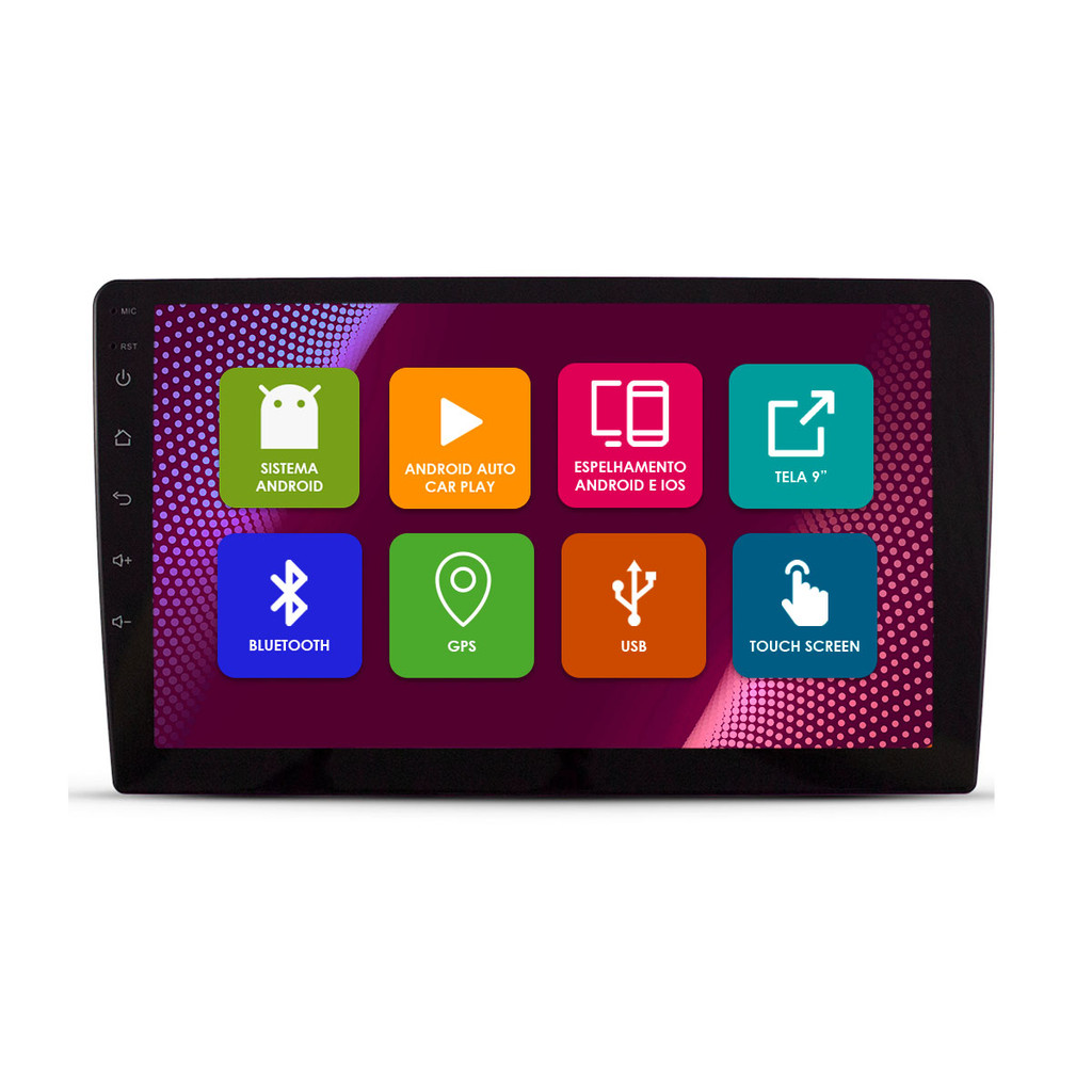 Central Multimidia 9 Pol Android 2Gb Ram 32Gb Flash Quad-Core E-Tech Premium 2 Din Gps Wifi Ips Android Auto Carplay em Oferta na Shopee