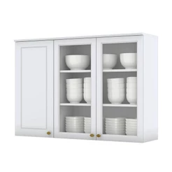 Armário Aéreo 3 Portas Com Vidro 120 Cm Americana Branco Hp – Henn