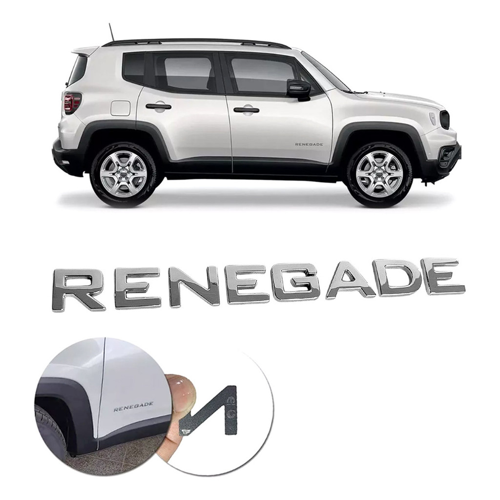 Emblema Escrito Renegade Original Jeep Porta Lateral Cromado Mopar