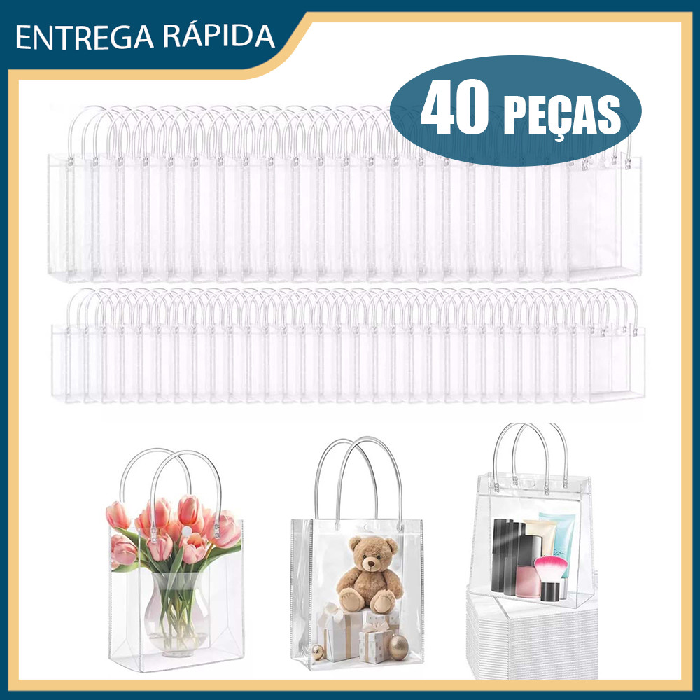 40x Sacos de Transparentes 28x28x11cm Sacos de de Flores Festa de Férias Sacos de de Casamento — R$ 154,38 em Shopee