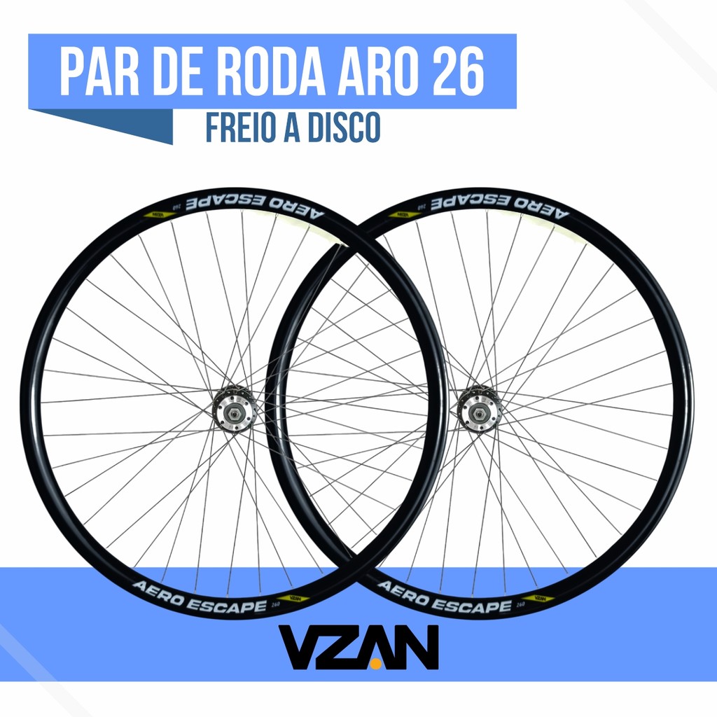 Par de Rodas Freio a Disco Aro 26x1.9 Raio Fino/Cubo Aluminio c/ Blocagem  Aero Preto Vzan em Oferta na Shopee