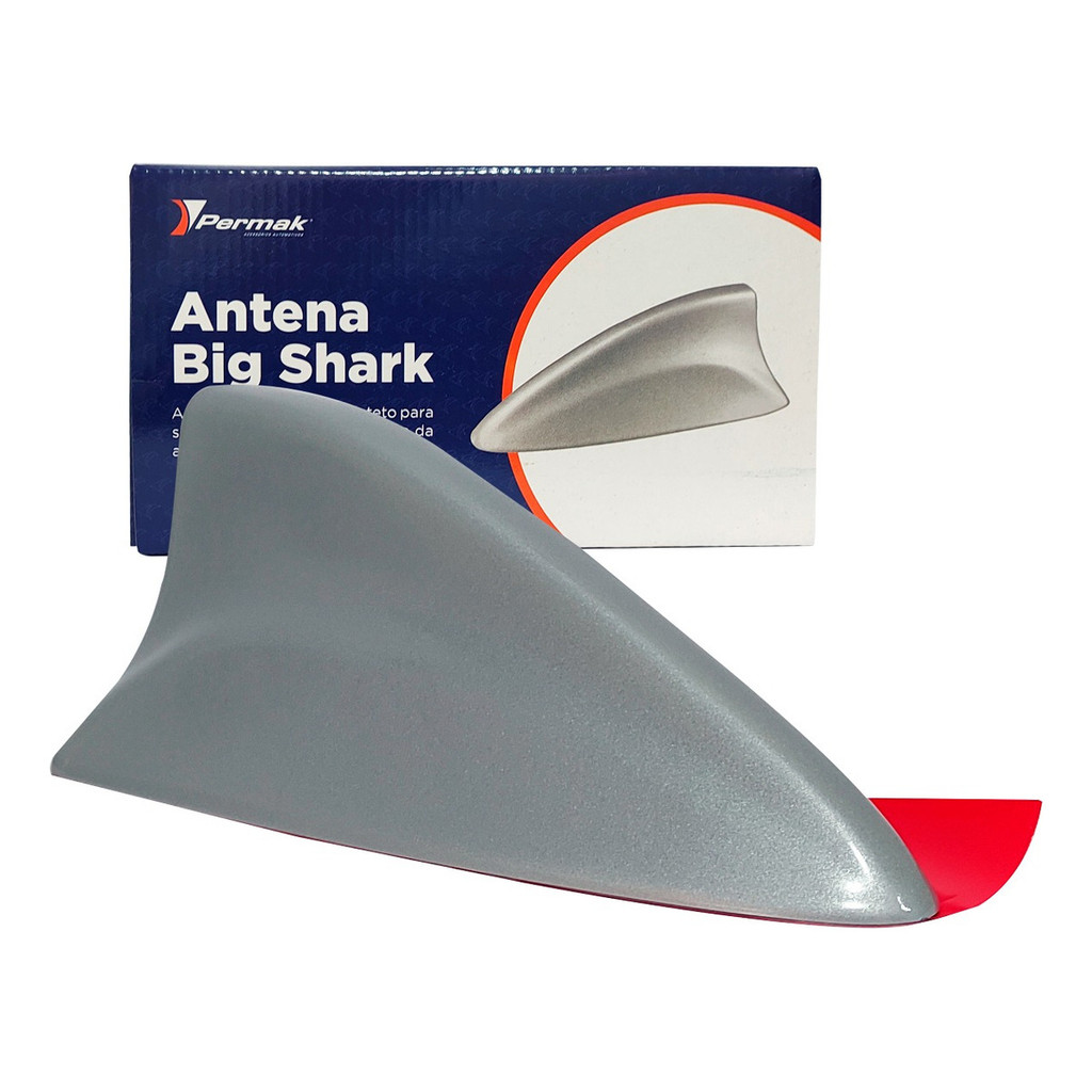 Antena Teto Big Shark Tubarão Permak Preto Prata Branco