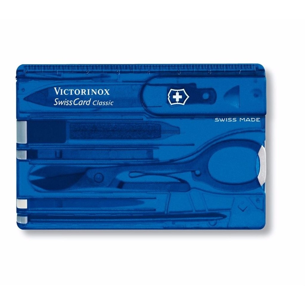 Cartão Canivete Swiss Card Classic Azul Translúcido 11 Funções Victorinox