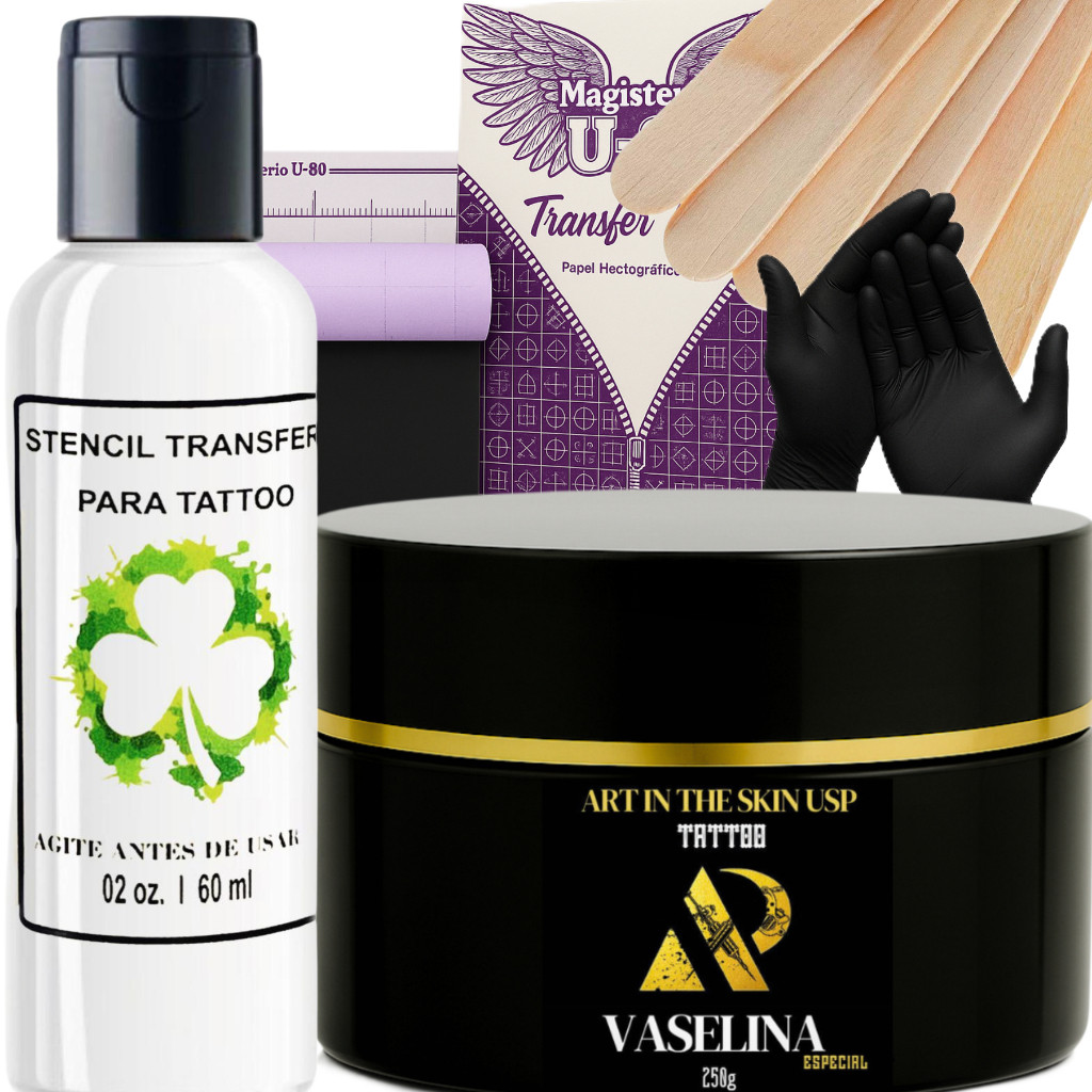 Kit Vaselina 250g Transfer 60ml Papel Hectográfico Decalque P/ Tatuagem Palitos Para Vaselina Tattoo em Oferta na Shopee