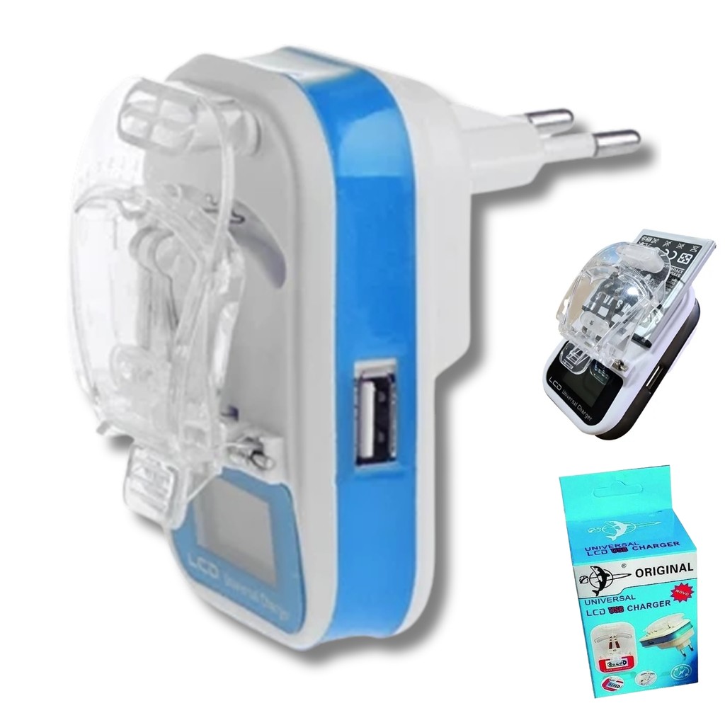 Carregador Universal Portátil Para Baterias Celular Câmeras Lcd Usb