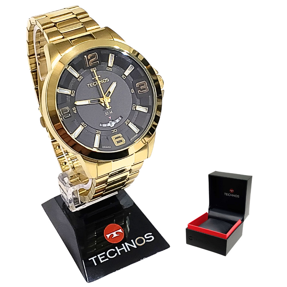 Relógio Technos Masculino Analógico Dourado Racer 2117LBO/4P