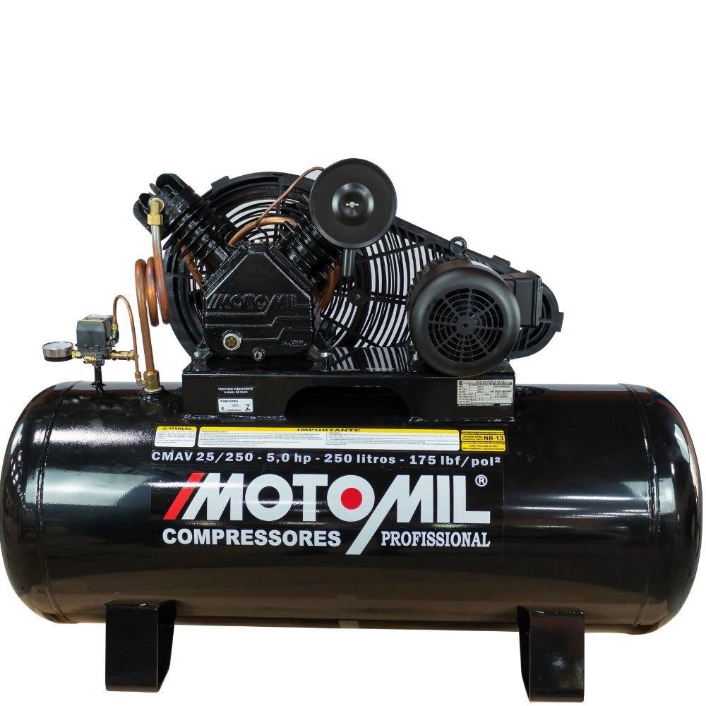 Compressor Ar 20 Pés 250L 175LBS Trifásico 220/380V Motomil em Oferta na Shopee
