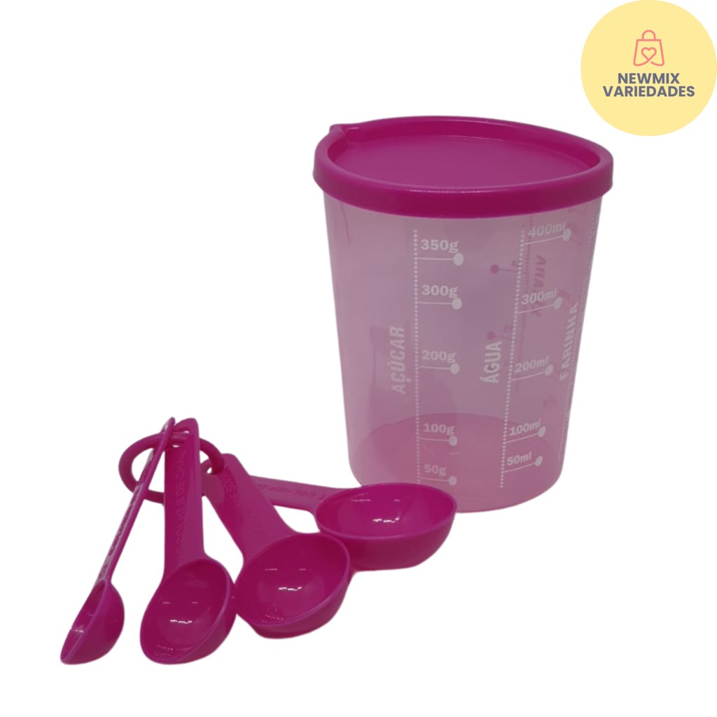 Kit Medidor Completo – Copo 400ml + Colheres para Chá e Sopa – NEW