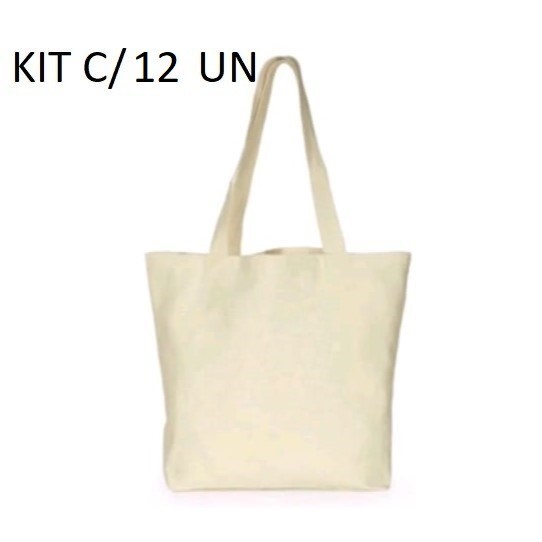 KIT 12 ecobag 32x38 cm GRANDE  lisa em algodão cru Ecológica