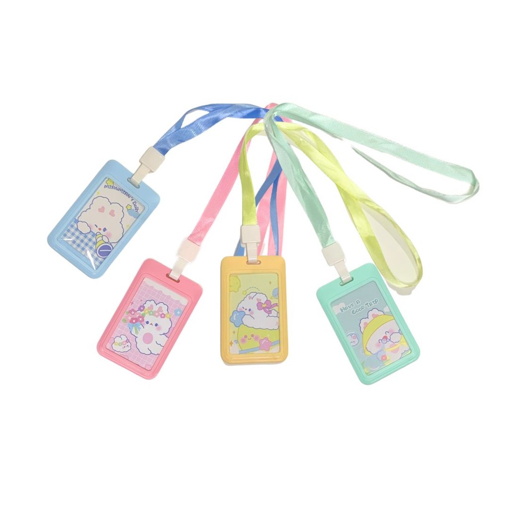 PORTA-CARTÃO CRACHÁ IDENTIFICAÇÃO COM CORDÃO COLORIDO COELHO em Oferta na Shopee