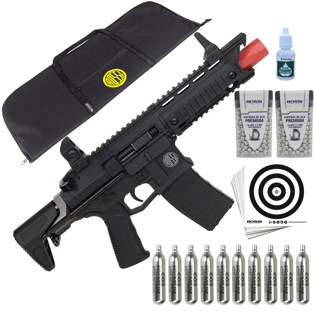 Rifle de Pressão AR15 Dragon CO2 4,5mm + 10 cilindros Co2 + capa em Oferta na Shopee