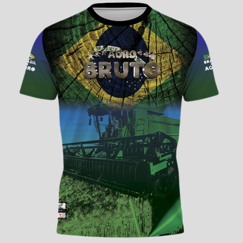 Camiseta Agro Bruto Camisa Trator Verde Maquina Fazenda Proteção UV50+