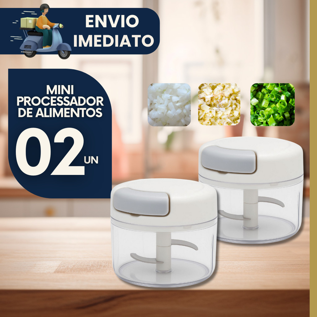 Mini Processador Alimentos 2 peças Manual 02 Lâminas 170ml Cozinha Compacto