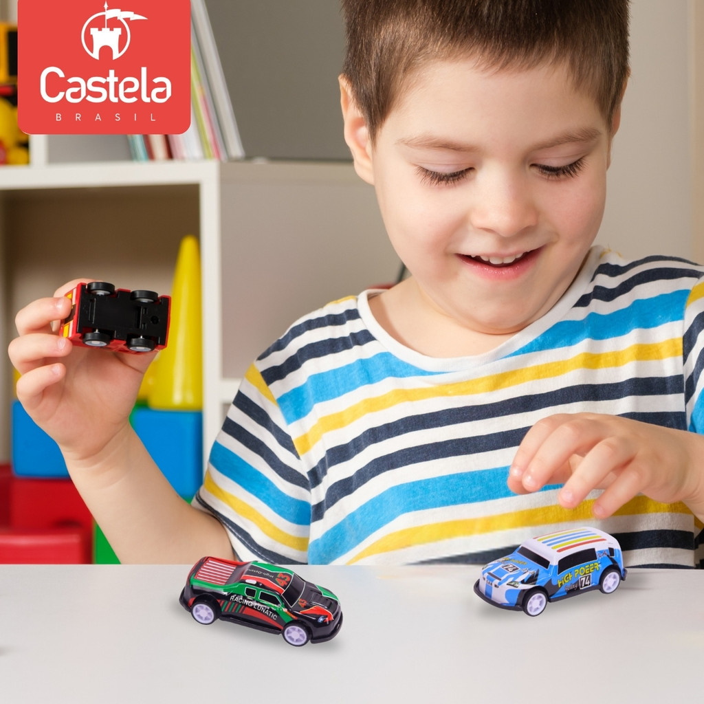 Detalhes do Pack 16 Carrinhos Miniaturas Esportivo Pull Back CBS0641 - Castela