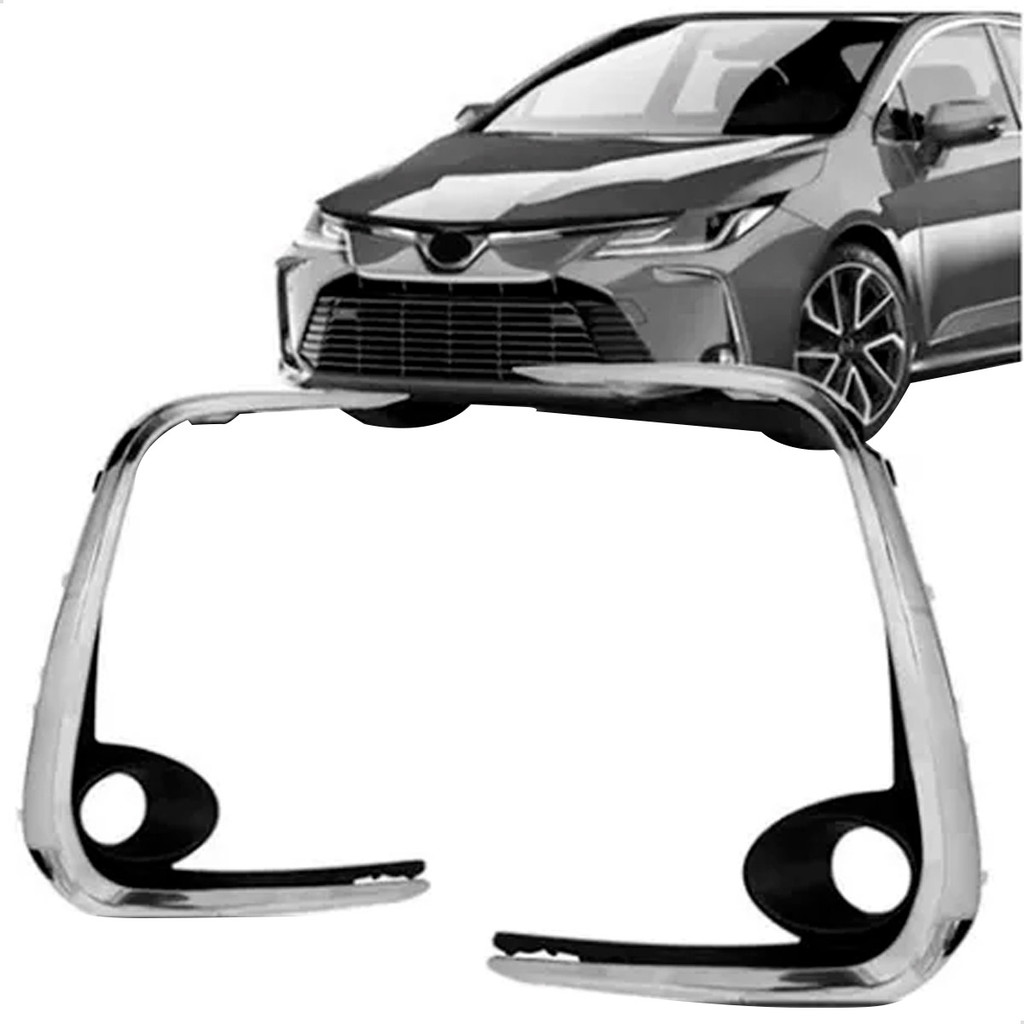 Par Grade Moldura Milha Corolla 2020 2021 2022 2023 Com Moldura Cinza