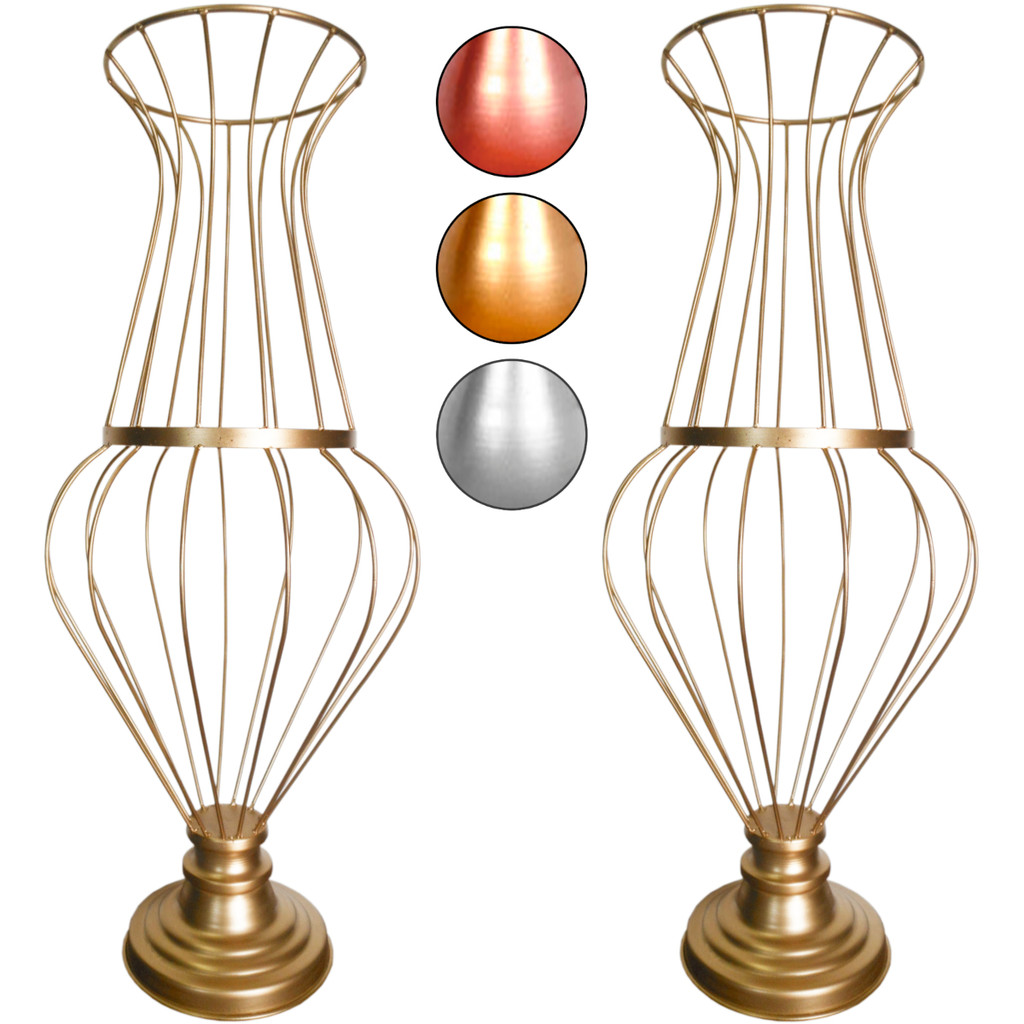 2 Vaso Dourado Armação Conde Grecia 60cm Para Pedrarias Decoração de Mesa Festa