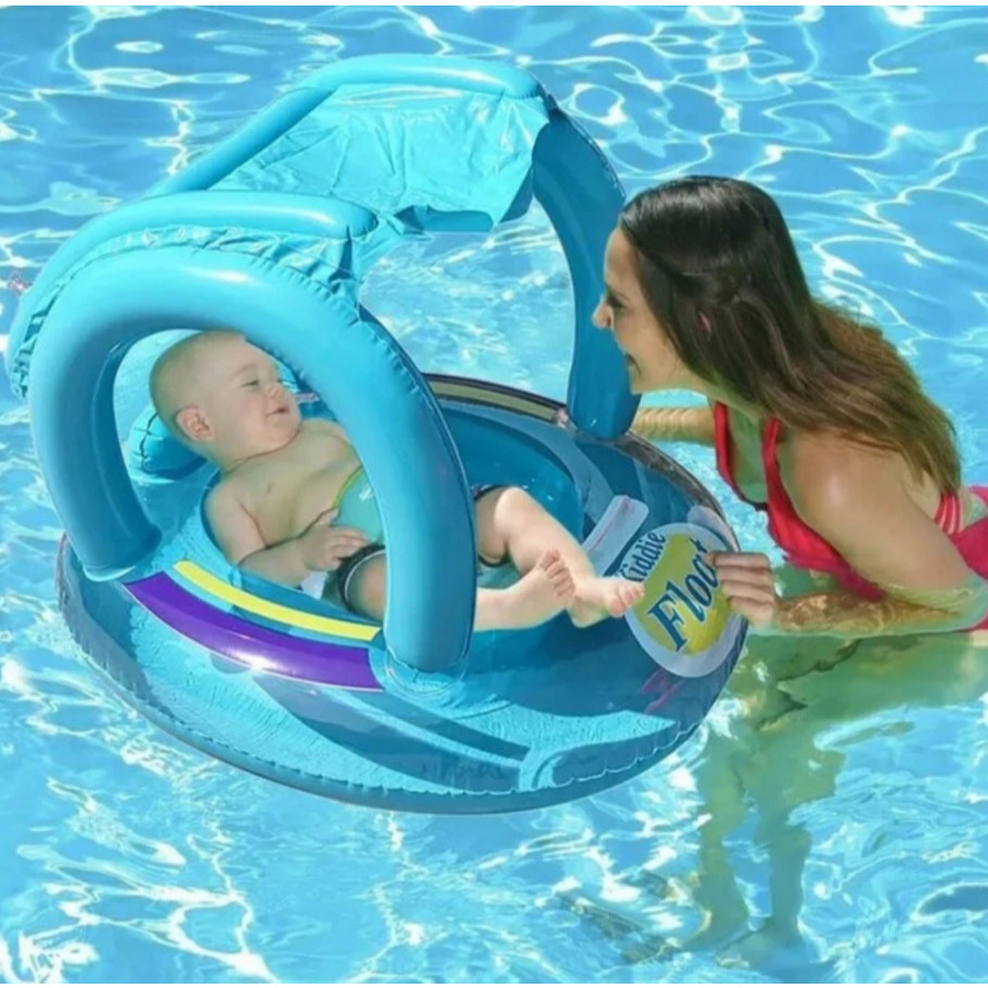 Boia Bebê Bote Infantil Cobertura Com Fralda Rosa/Azul Piscina Criança