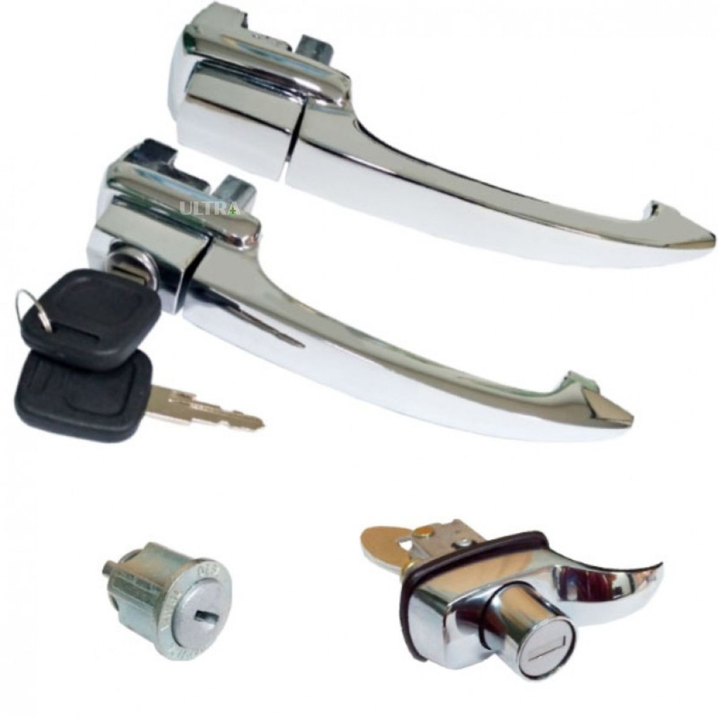 Kit Par Maçaneta Porta + Cilindro Ignição + Tampa Motor para VW Fusca - até 1977 - Mesmo Segredo (Atemis JG0137)